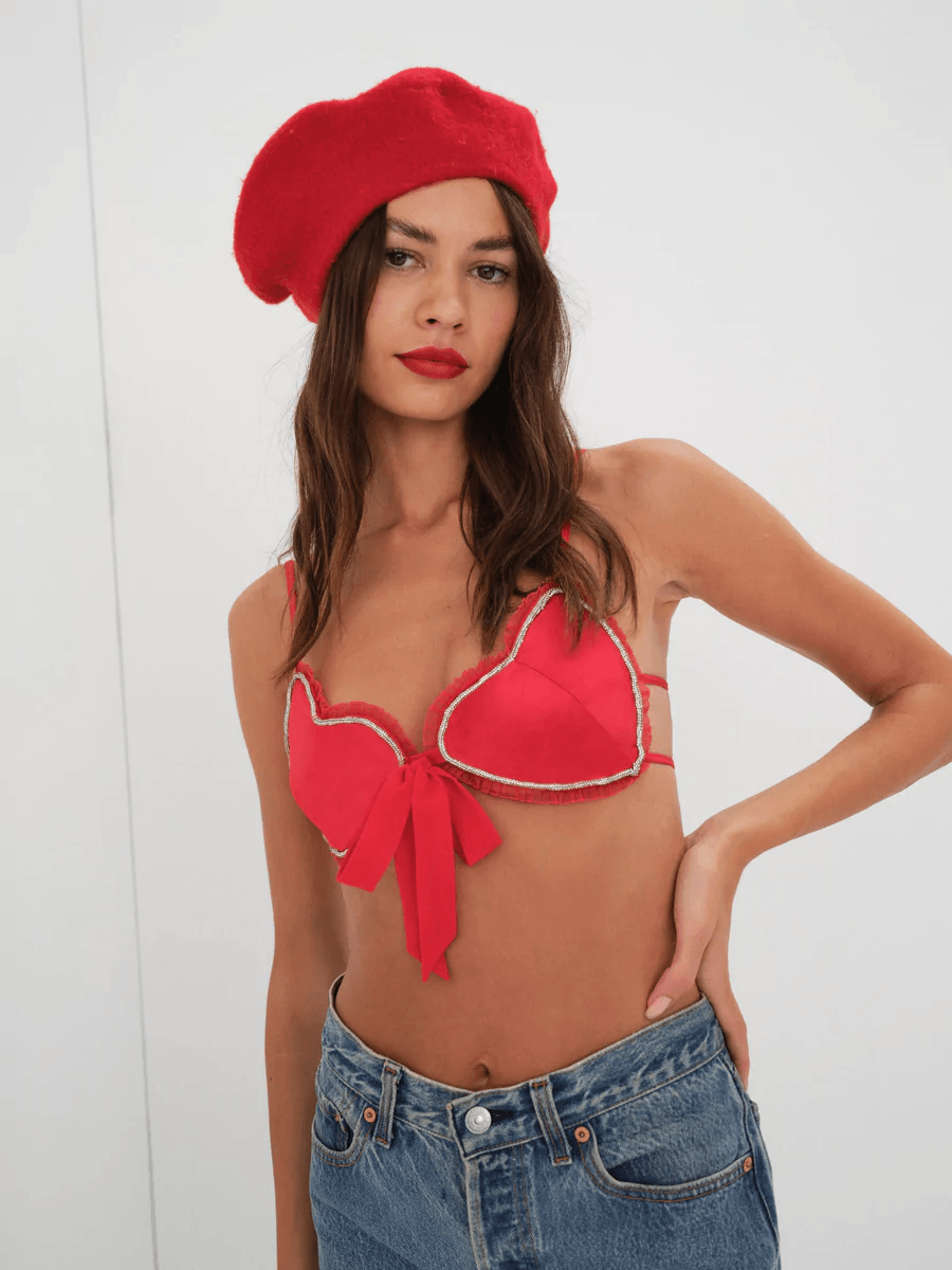 Red crop 2025 top bra