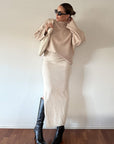 Knitted And Fitted Midi Skirt - SHOPLUNAB