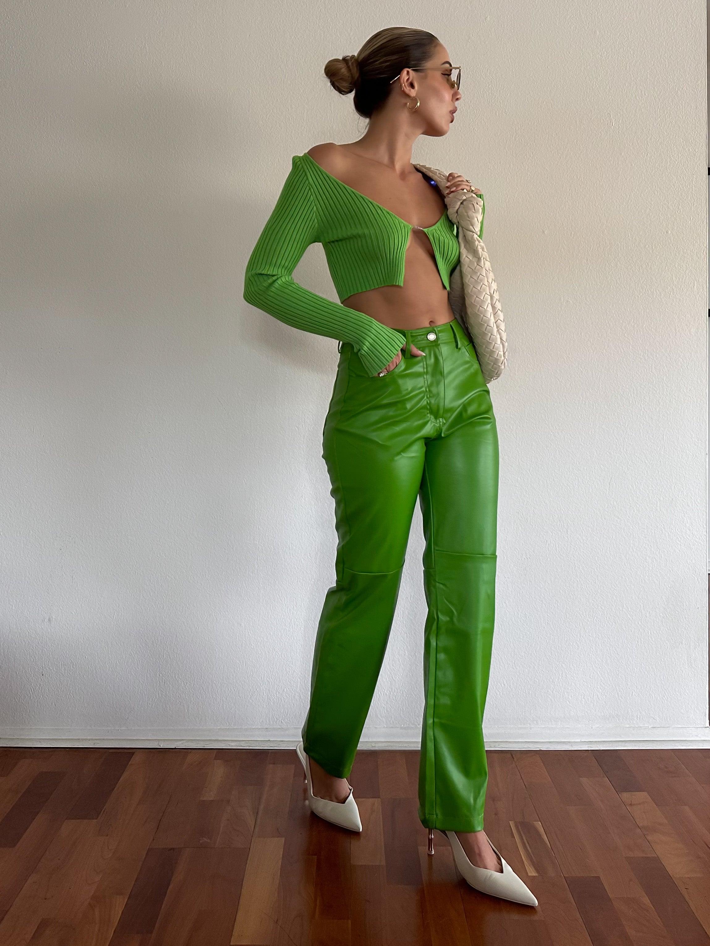 Green leather pants 2025