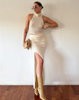 Knitted And Fitted Midi Skirt - SHOPLUNAB
