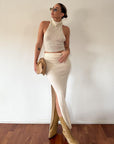Knitted And Fitted Midi Skirt - SHOPLUNAB