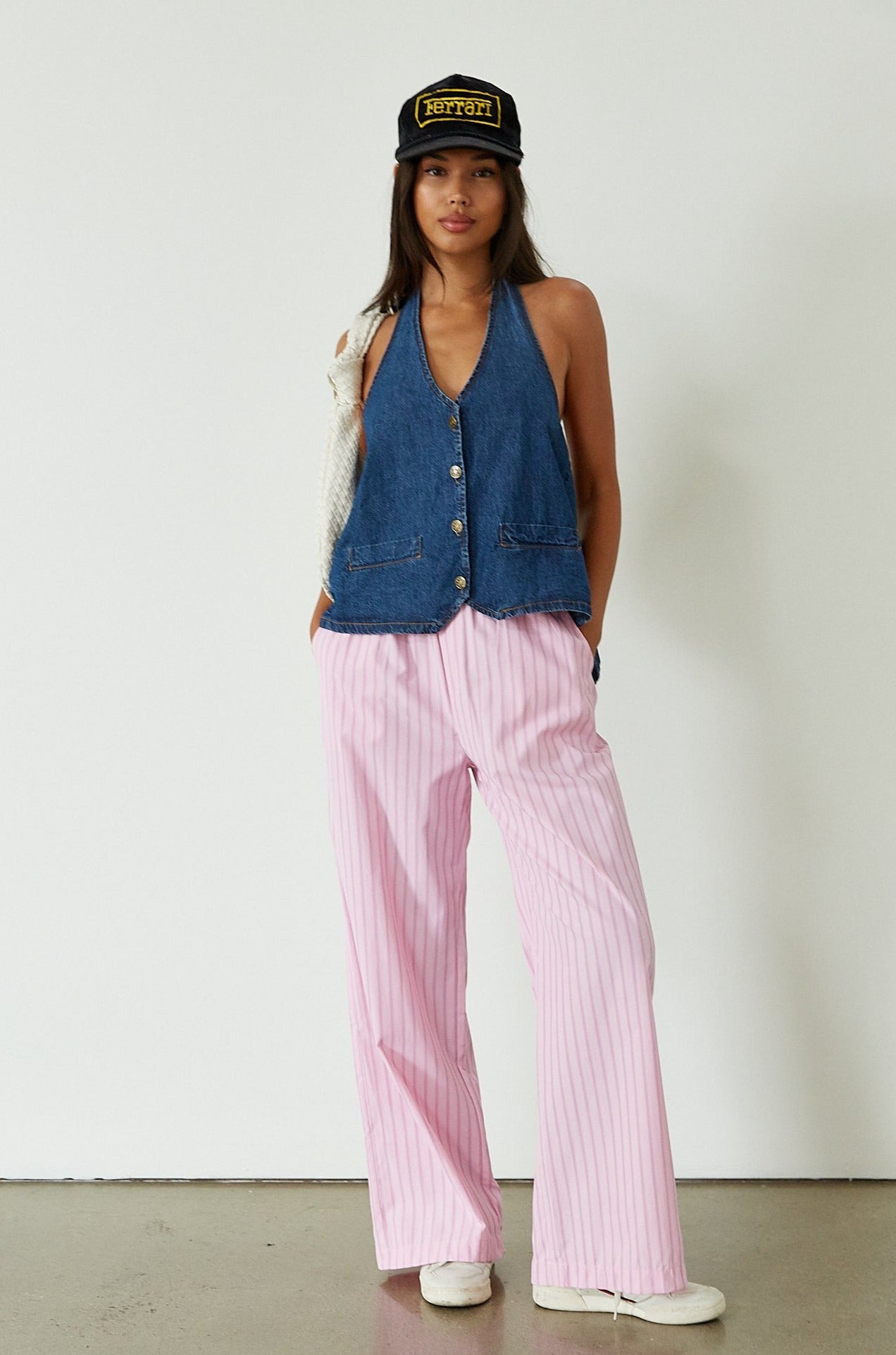 pink striped pants. pink striped boxer pants. pink lounge pant. cute casual outfit. summer pants. summer outfit. 
