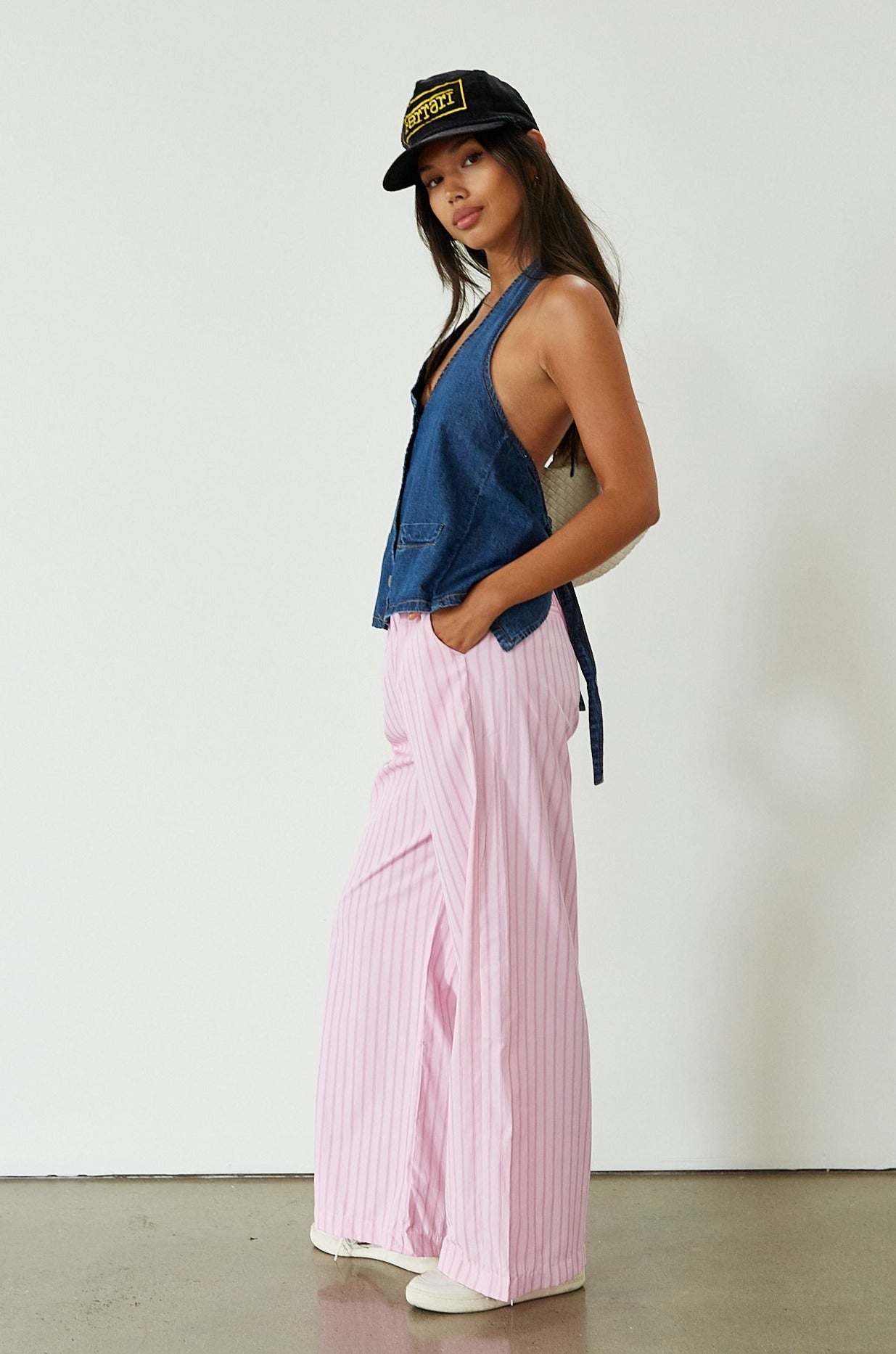 pink striped pants. pink striped boxer pants. pink lounge pant. cute casual outfit. summer pants. summer outfit. 