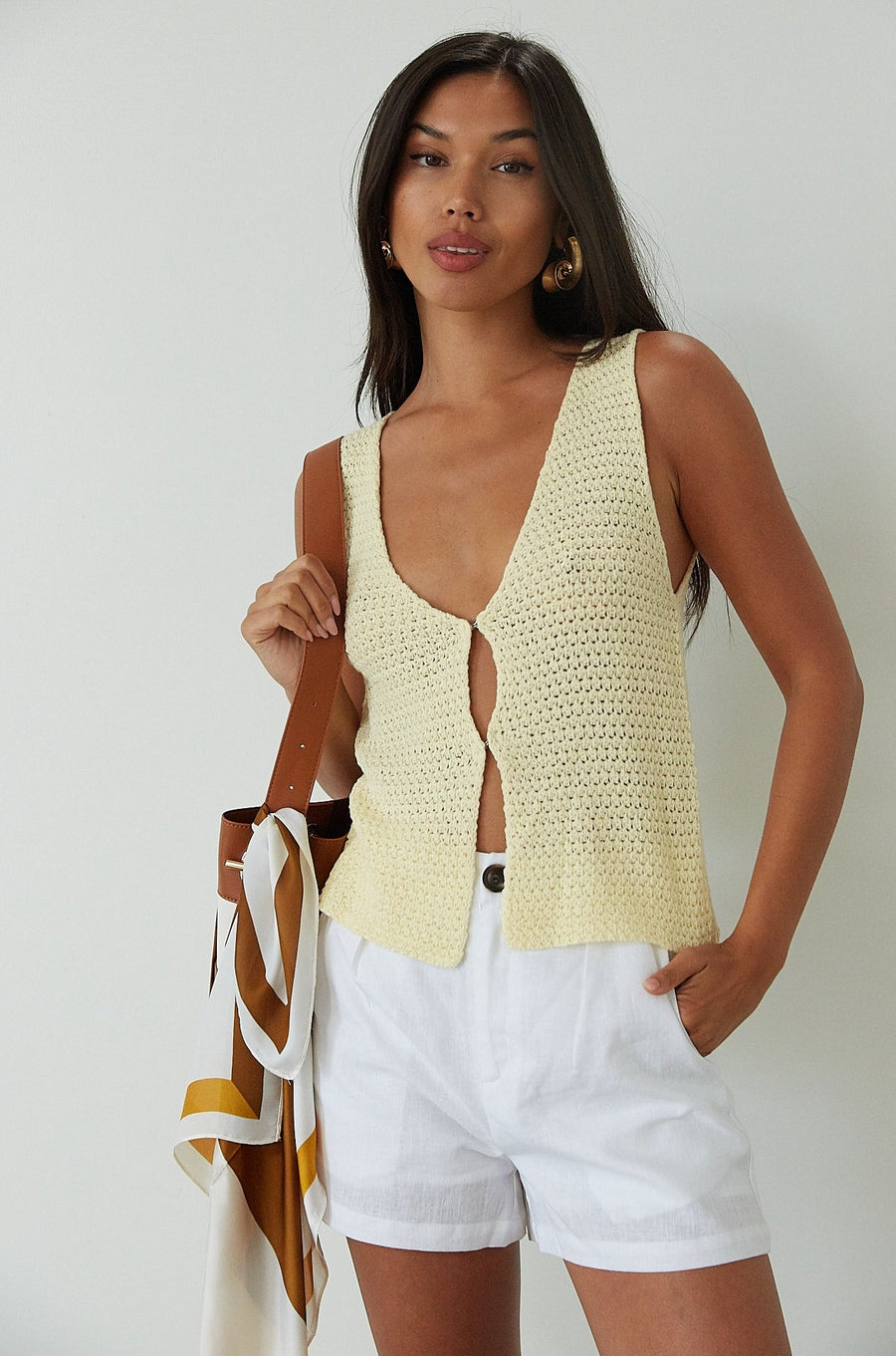 Printed square satin scarf.