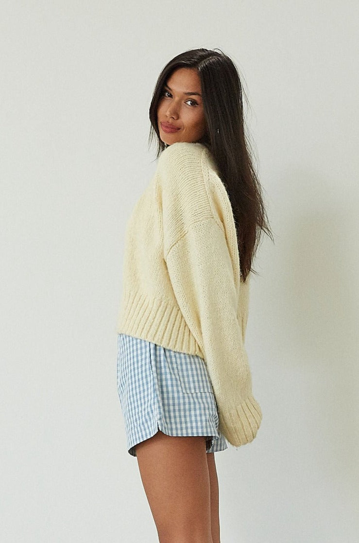 Gingham woven shorts. Elastic waistband. Side and back pockets. Fully lined. blue and white shorts. blue and white gingham shorts. blue and white boxer shorts. gingham checked boxer shorts. summer shorts. cute casual. lounge shorts
