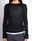 black long sleeve sheer top