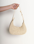 cream ivory Wicker raffia shoulder bag
Inner lining
Zipper closure
Adjustable shoulder strap
Inner zipper and open pouch