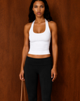 White halter top
Fixed neck
Lined
Going out top
summer top
spring top