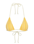 yellow Striped triangle bikini top
Adjustable neck and back ties
A unique Spandex blend and sleek Italian matte tissue
Acrylic/Spandex
Soft & delicate fabric, wear with care
Care: Gentle rinse cold, hang or lay flat to dry