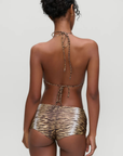 Zebra printed triangle bikini top
Adjustable neck and back tie
Crafted in our signature SoftSwim™ Satin fabric
Halter support
Skimpy triangle coverage
Ruched detailing
Nylon/Spandex
Exclusively from the Devon Lee Carlson x Frankies Bikinis collection: Sunshine Girls