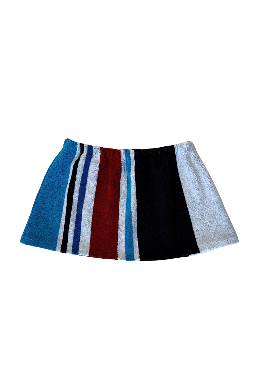 red white and blue Striped printed towel skirt
Elastic waistband
Unlined
Up-cycled
Each towel is up-cycled - there may be imperfections