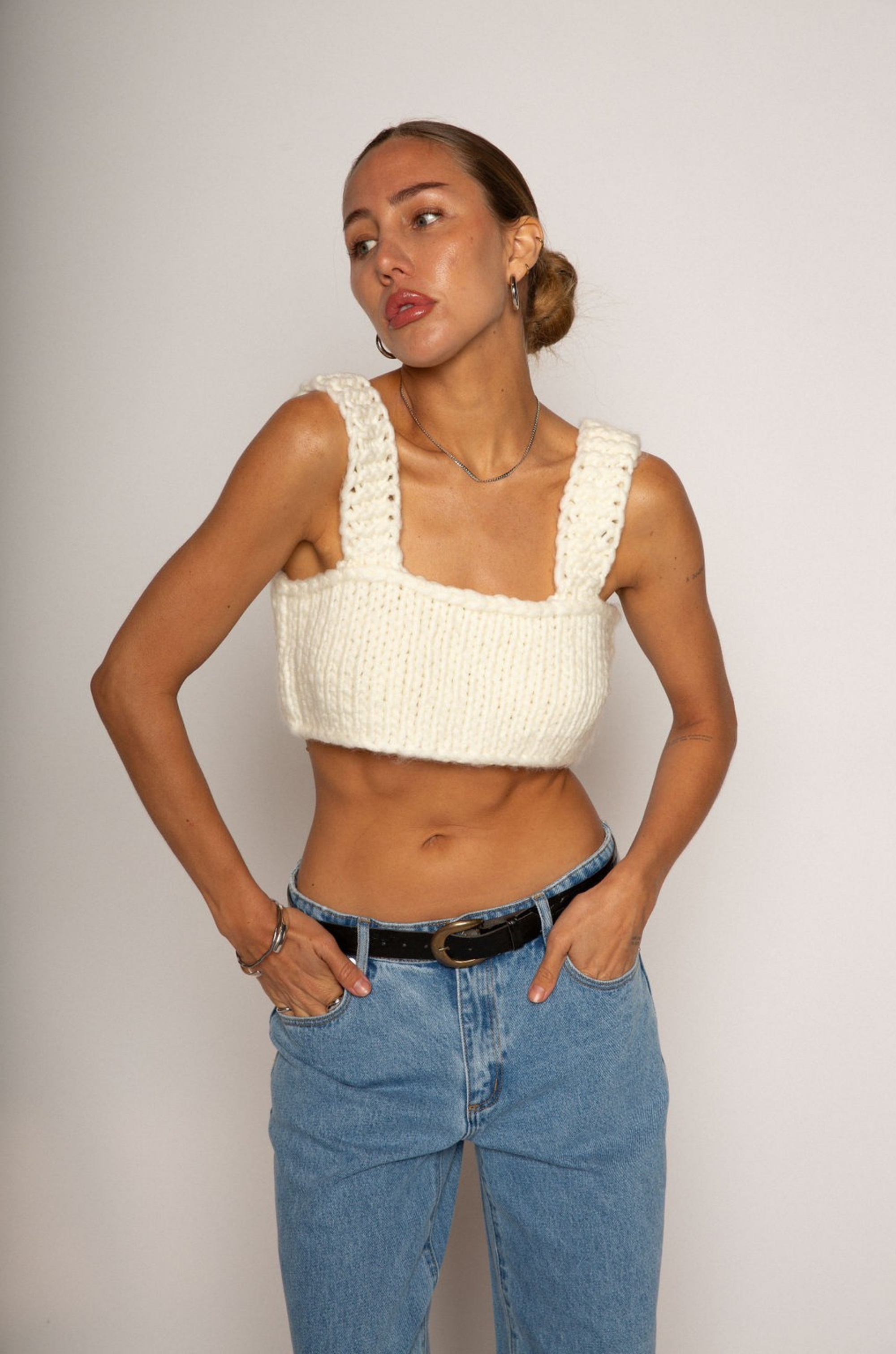 Handmade knit crochet bralette top
Crop top
Unlined
summer top