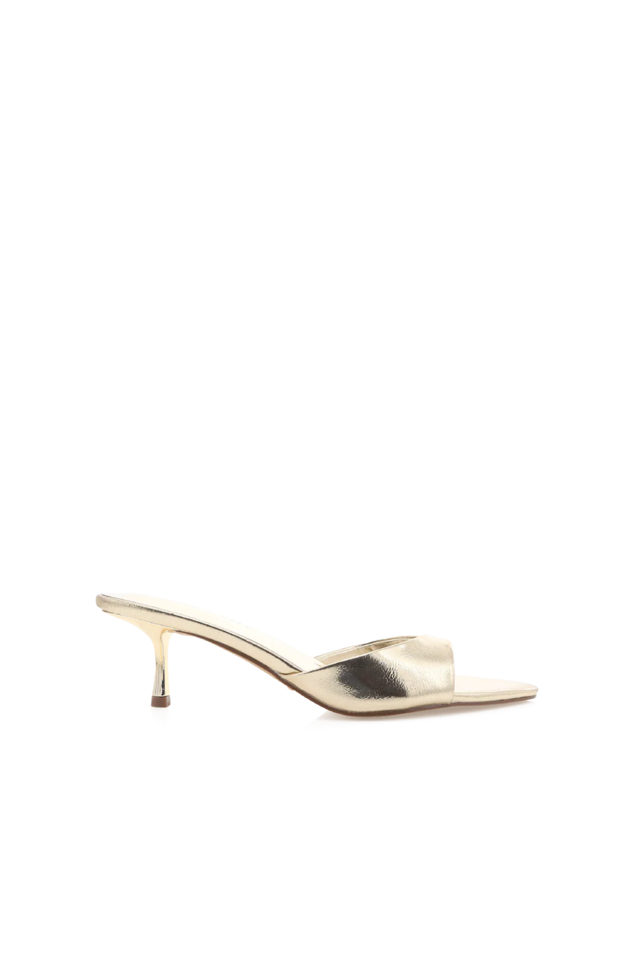 gold pointed open toe kitten heel