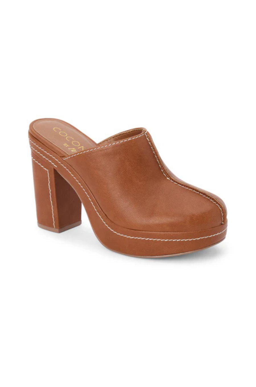 Vegan faux leather platform mule heel
Block heel and contrast stitching
Padded insole
Slip-on style
4.5" heel
1.25" platform
Faux leather
Manmade outsole
brown platform mule heel