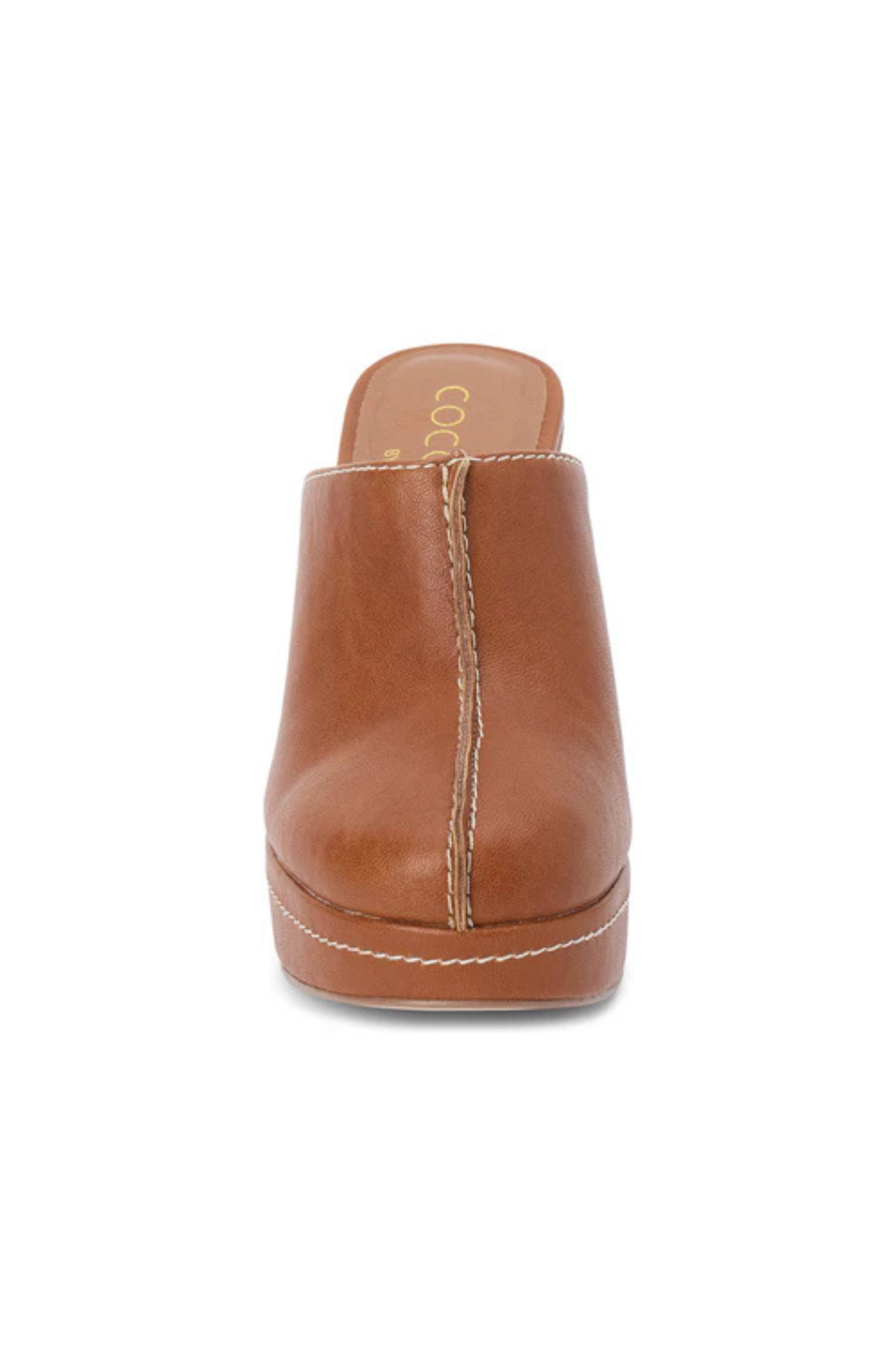 Vegan faux leather platform mule heel
Block heel and contrast stitching
Padded insole
Slip-on style
4.5" heel
1.25" platform
Faux leather
Manmade outsole
brown platform mule heel