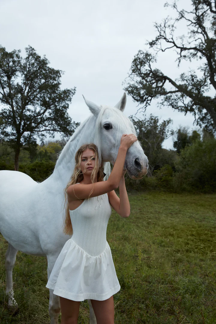 for love and lemons pointelle knit dress For Love & Lemons Billie Pointelle Midi Dress