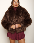 Faux fur coat
Collar neckline
Long sleeves
Open front
Fully lined
brown fur coat
brown fur jacket
holiday outfit