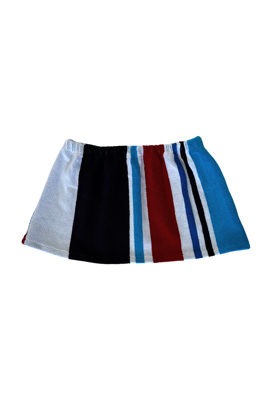 red white and blue Striped printed towel skirt
Elastic waistband
Unlined
Up-cycled
Each towel is up-cycled - there may be imperfections