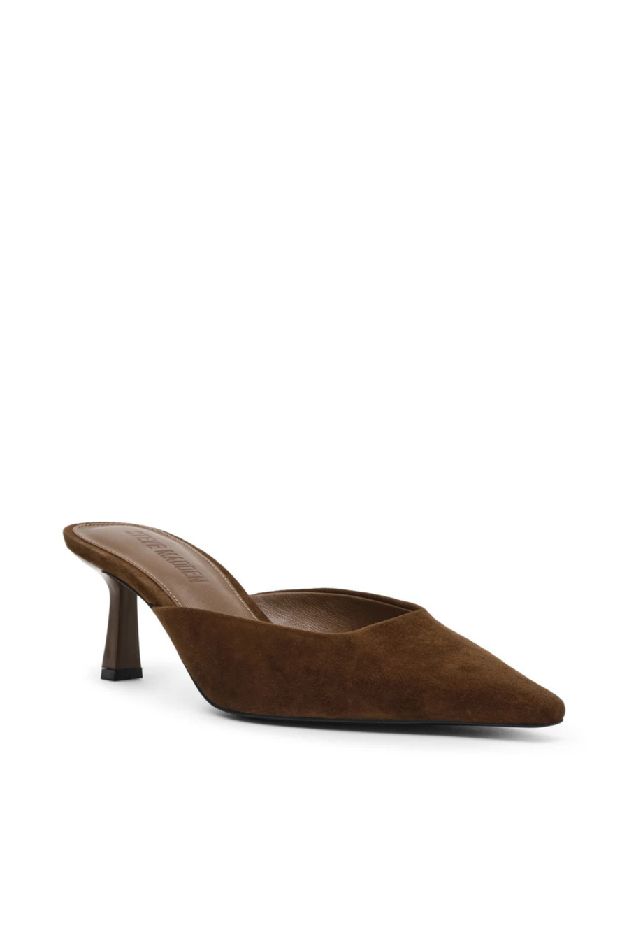 Suede kitten heel
Slide on design
Pointed toe
tan suede heel
camel suede heel
brown suede heel