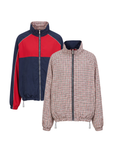 plaid windbreaker track jacket
red and blue Windbreaker track jacket
Reversible into plaid
Lined
Zipper closure
Funnel neck
fall transition outfit