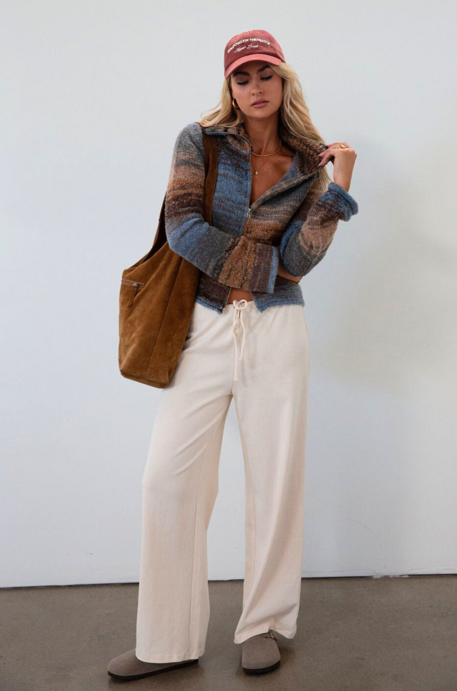 Knit wide leg pants. Drawstring waist. Unlined. cream pants. cute casual pants. fall outfit. fall pants