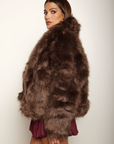 Faux fur coat
Collar neckline
Long sleeves
Open front
Fully lined
brown fur coat
brown fur jacket
holiday outfit