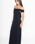 black Off the shoulder maxi dress
Open droop back
Lined
Black wedding guest dress
black formal wedding guest dress