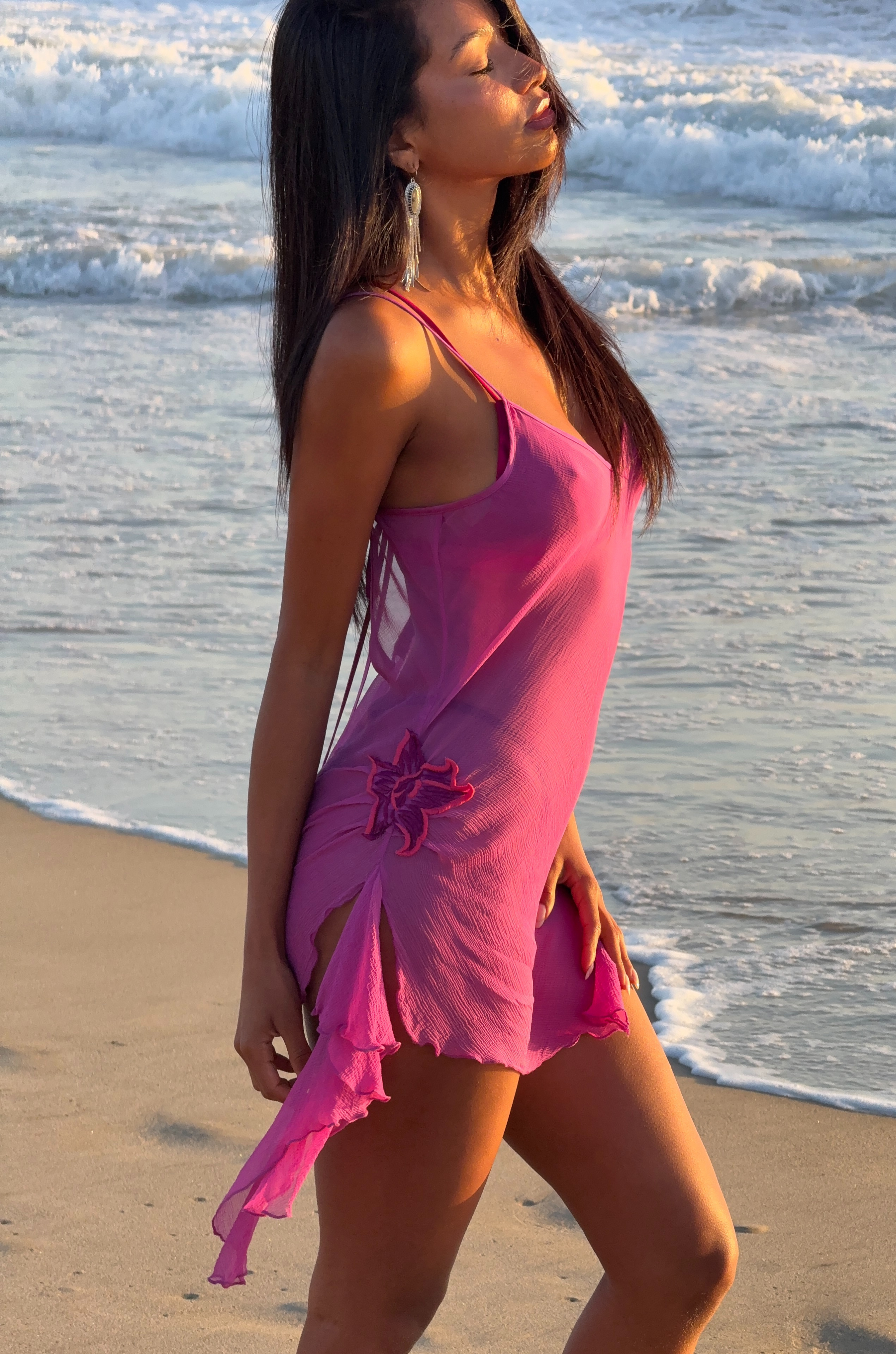 luna dress holiday bloom Kindred Spirit Luna Floral Beaded Linen & Silk Organza Picnic Dress (Women)