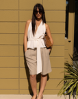 Woven bermuda shorts
Longline shorts
Pleated
Side pockets
Unlined
Taupe bermuda shorts jorts