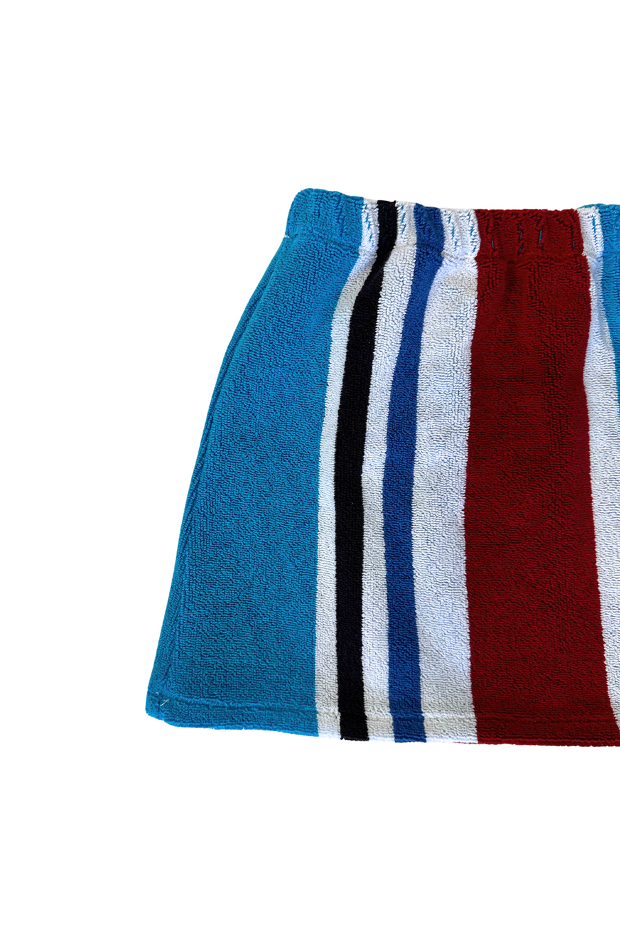 red white and blue Striped printed towel skirt
Elastic waistband
Unlined
Up-cycled
Each towel is up-cycled - there may be imperfections