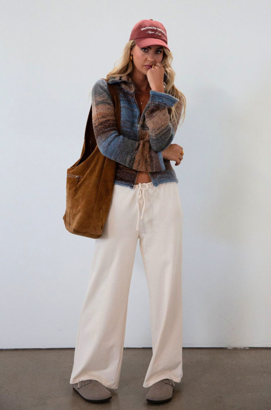 Knit wide leg pants. Drawstring waist. Unlined. cream pants. cute casual pants. fall outfit. fall pants
