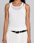 white Knit double layered tank top
Ribbed
Polyester
basic tank top
capsule wardrobe