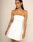 Strapless mini dress
A line
Back zipper closure