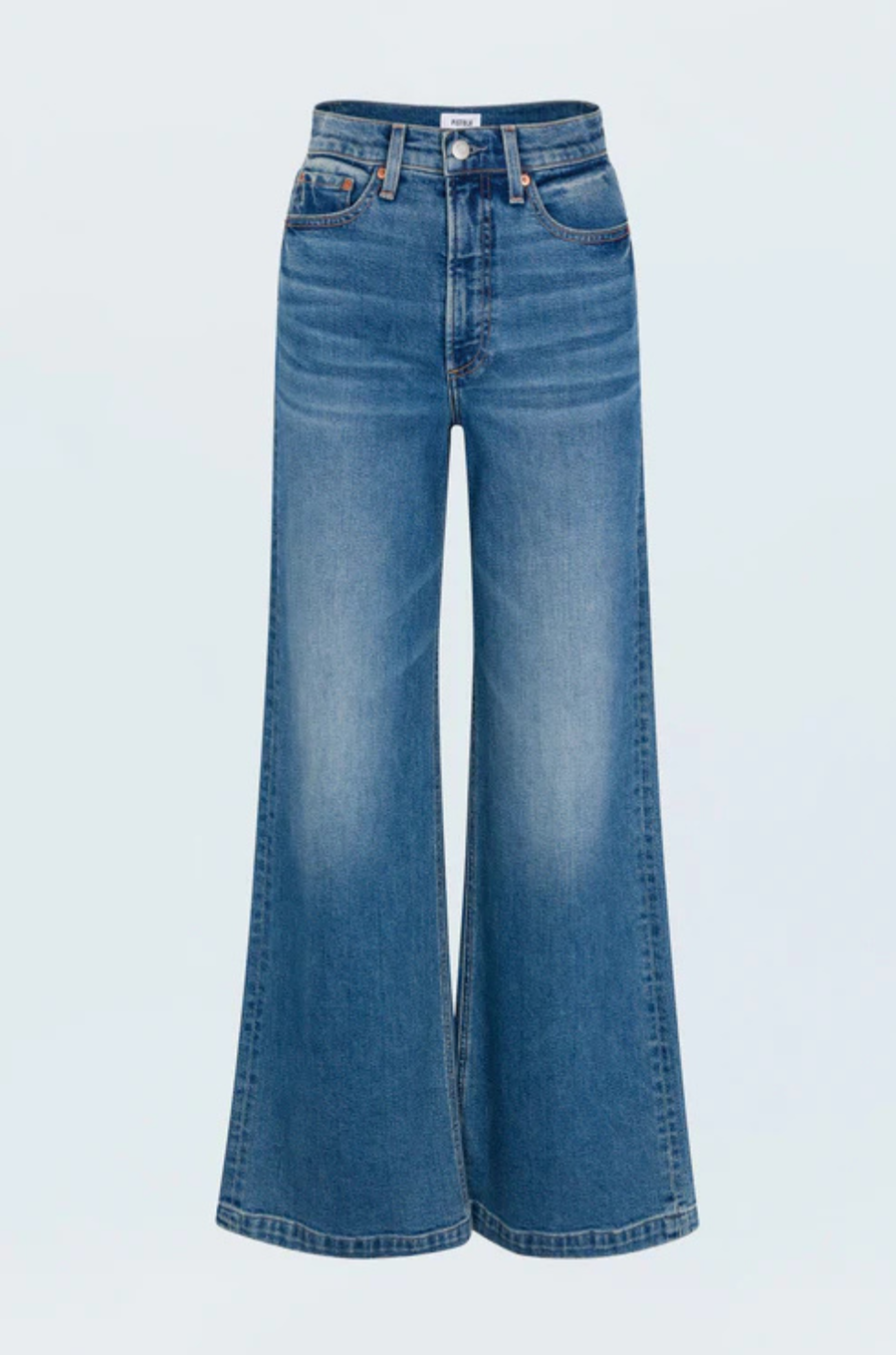 Relaxed, ultra wide leg silhouette
High rise waist
Comfort stretch denim
Waist: 26" / Rise: 12" / Length: 33"
Cotton/Spandex
medium wash blue denim jeans
