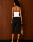 black Fold over waist capri pant
Unlined