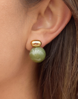 green 18K Gold Non-Tarnish Green Marble Ball Earrings
18K Gold Plating
Stainless Steel
Resin Measurement (L x W inch): 0.89 x 0.63
Lead-free/Nickel-safe/Hypoallergenic/Water Resistant