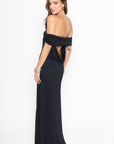 black Off the shoulder maxi dress
Open droop back
Lined
Black wedding guest dress
black formal wedding guest dress