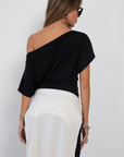black Draped short sleeve top
Unlined
going out top