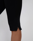 black Capri pant
Elastic waistband
Side zipper slit
Unlined