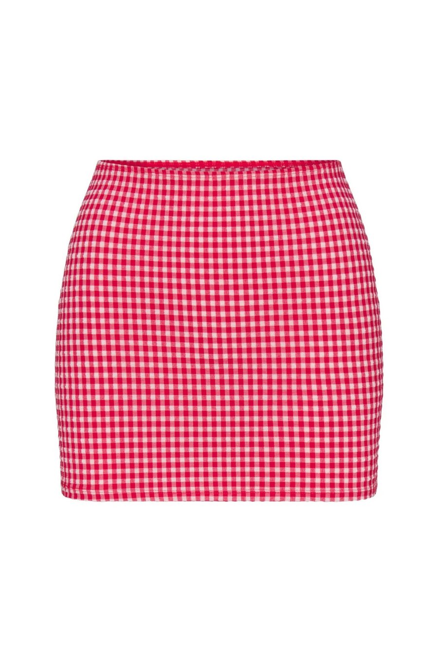 Red Gingham printed bikini mini skirt
Elastic waistband
Lined
Length: 14"
Nylon/Polyester/Spandex