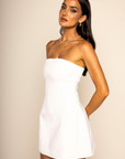 Strapless mini dress
A line
Back zipper closure