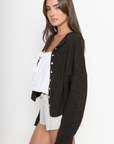 Fuzzy knit cardigan
Crewneck
Front button down closures
Long sleeves
Unlined
chocolate brown cardigan
fall cardigan
fall outfit
fall transition outfit