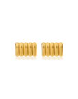 Ribbed rectangular earrings
Waterproof, Tarnish Free &amp; Hypoallergenic
Stainless Steel
Size: 1 inch x .5 inch
gold ribbed earrings
