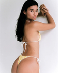 yellow Striped triangle bikini top
Adjustable neck and back ties
A unique Spandex blend and sleek Italian matte tissue
Acrylic/Spandex
Soft & delicate fabric, wear with care
Care: Gentle rinse cold, hang or lay flat to dry