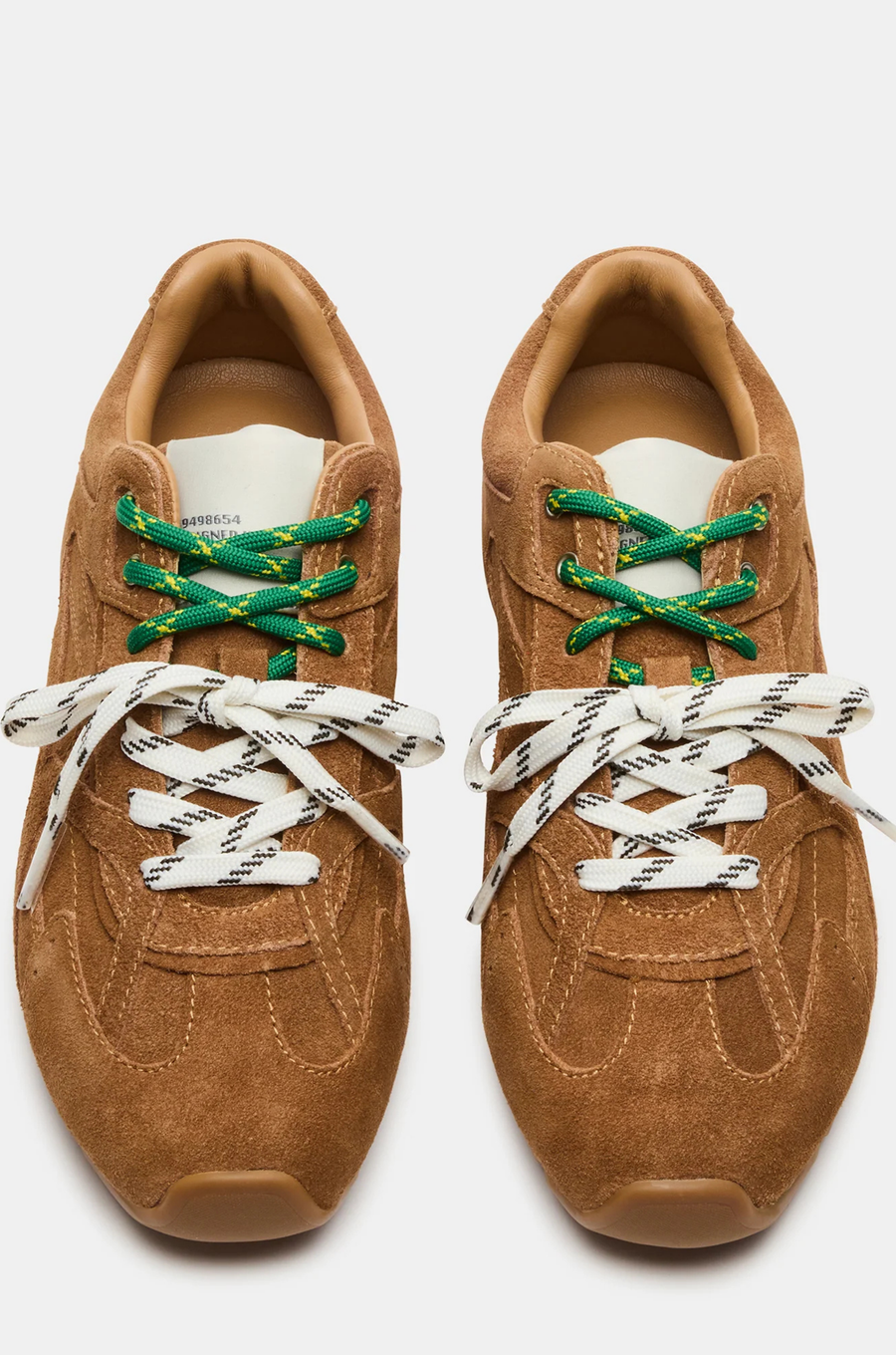 Low-top lace-up sneaker
Suede upper material
This style will come with both colored stripe laces camel brown suede steve madden sneakers
brown fall sneaker shoes 