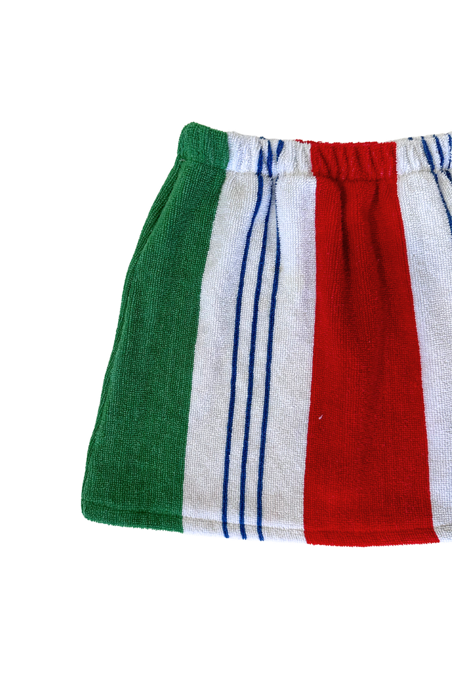 Colorful striped skirt
yellow green and blue Striped printed towel skirt
Elastic waistband
Unlined
Up-cycled
Each towel is up-cycled - there may be imperfections
retro towel skirt