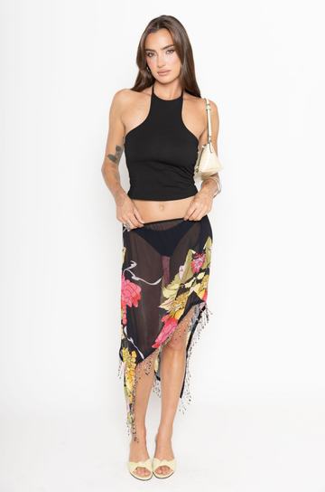 black Knit halter tank top
Adjustable neck tie
going out top