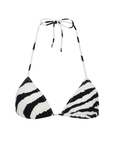 Zebra printed triangle bikini top
Adjustable neck and back
Crafted from soft, stretchy premium Italian fabric