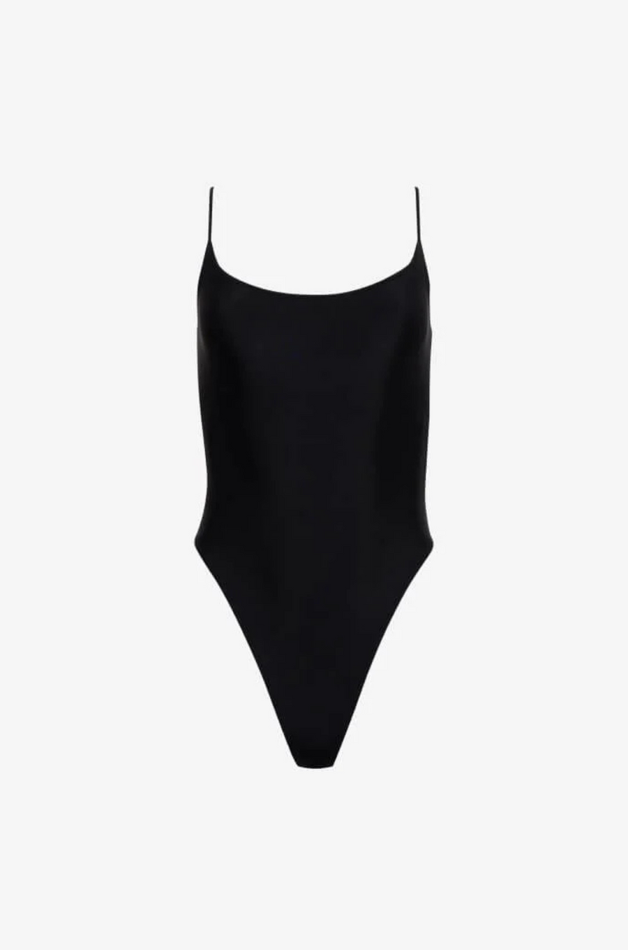 black One piece swimsuit
Scoop neck
Open back
High cut