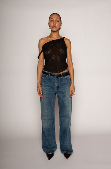 Knit mesh crop top. Twisted fixed straps. Raw edge hem. Fully lined/sheer. black sheer top. black tank top. going out top